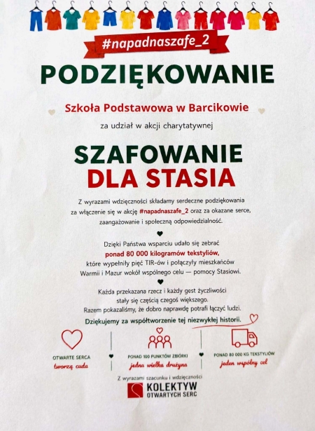 Podziękowanie za „szafowanie''